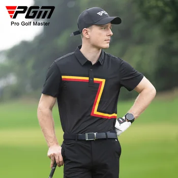 Мужская футболка PGM Golf с короткими рукавами, летний быстросохнущий и дышащий спортивный топ, рубашка-поло, одежда для гольфа, мужская одежда YF579