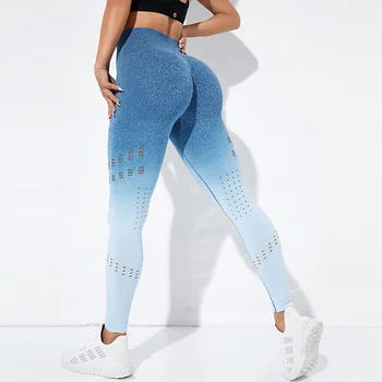 Градиентные полые леггинсы персиковые брюки для йоги в стиле хип-хоп, бесшовные облегающие спортивные брюки в стиле хип-хоп, женские брюки для фитнеса с высокой талией