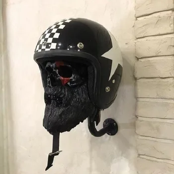 Аксессуары для мотоциклов Держатель шлема с черепом, Настенный кронштейн из смолы, Держатель шлема с головой Призрака, Съемный Декор для стен