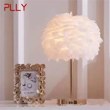 Креативные настольные лампы PLLY, современный светильник из перьев для гостиной, украшения спальни