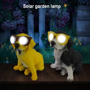 Статуэтки собак на солнечной батарее, Статуэтки газонных ламп, украшения, поделки из смолы, Атмосферные светильники для дома, сада, наружного украшения двора