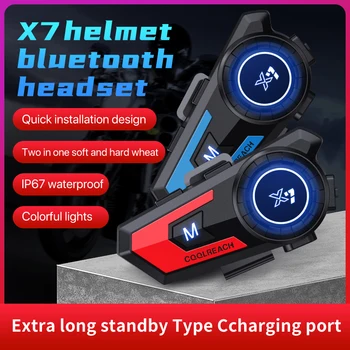 Bluetooth Гарнитура для мотоциклетного шлема Стерео BT5.0 Комплект громкой связи IPX7 Водонепроницаемый 800 мАч Подходит для всех видов шлемов