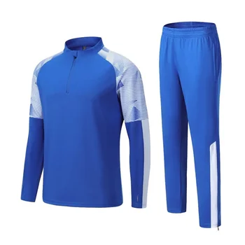 Зимний футбольный тренировочный костюм на молнии с длинными рукавами, спортивный костюм, повседневная толстовка для детей и взрослых, черный, белый, синий