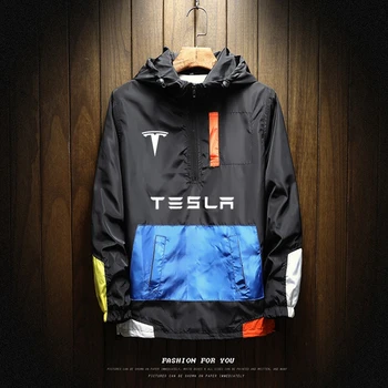 Куртки-ветровки с логотипом Tesla 2022, водонепроницаемые военные ветровки с капюшоном, повседневное пальто, мужская одежда, осенне-весенняя верхняя одежда для мужчин