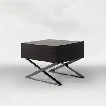 Минималистичный прикроватный столик Прикроватные тумбочки Черный комод Прикроватный столик для спальни Прикроватные тумбочки Coffee Mesa Мебель итальянского дизайна YY50BT