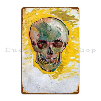 Металлическая табличка с изображением черепа Ван Гога 1887 года, дизайн настенных табличек, декор стен, настенная роспись паба, жестяная вывеска бара, плакат