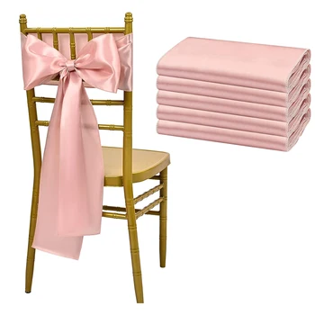 50ШТ 17x275 см Атласные ленты для стульев из розового золота, банты, ленты для чехлов для стульев, для свадеб, банкетов, вечеринок, украшений для мероприятий в честь Дня рождения ребенка