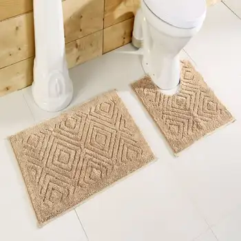 Комплект ковриков для ванной из полиэстера из 2 предметов - бежевый