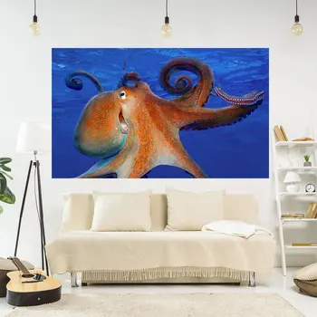 QdDeco Art Гобелены с рисунком осьминога, настенные покрытия с подводными животными, Эстетические богемные украшения для дома