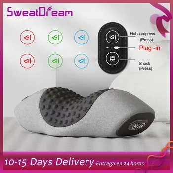 Новая подушка для массажа шеи, снотворное, Обезболивающее, Нагревающая вибрация, Массажер для головы и шейки матки, Растяжитель для плеч, подушка с эффектом памяти