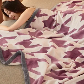 Одеяло в простом стиле для дивана в спальне, теплый плед с ворсом, Мягкое фланелевое покрывало на кровать, Пушистые одеяла Королевского размера