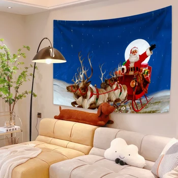 Рождественский плакат XxDeco, Гобелен, Настенный декор с рисунком Санта-Клауса Для праздничного оформления комнаты, Фоновая ткань