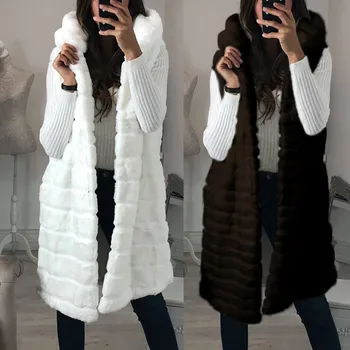 Пальто для женщин Осень/Зима 2023, Новый жилет с имитацией меха средней длины для женщин, Флисовый жилет без рукавов для женщин