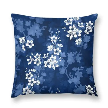 Темно-синяя цветущая сакура, наволочки, роскошные диванные подушки