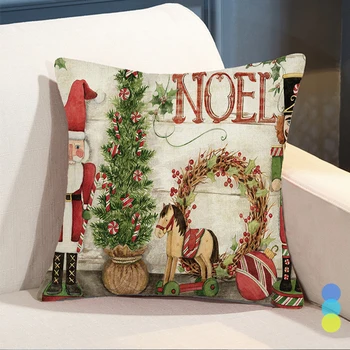 Рождественский набор подушек с героями мультфильмов, украшение для наволочки из одностороннего льна с принтом 45x45 см