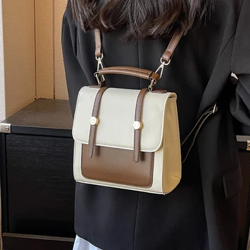 Женская сумка новая мода ретро простая однотонная металлическая пряжка для переноски небольшой рюкзак через плечо женская сумка в тон индивидуальности