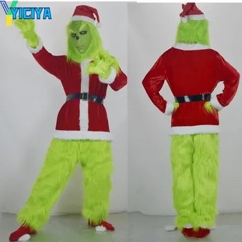 YICIYA, Рождественский костюм Санта-Клауса, зеленый костюм для волос, костюм для вечеринки на Хэллоуин, одежда высокого качества