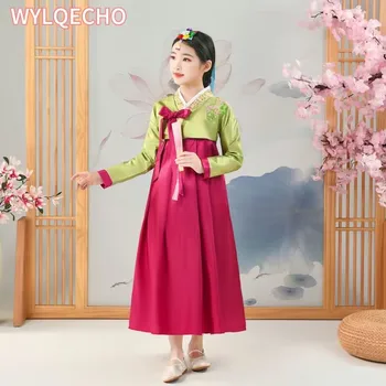 Корейская традиционная одежда Ханбок для девочек, детское платье с вышивкой, подарок на Новый год, Рождественский праздничный наряд, лонгслив Ханбок