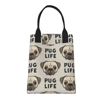 Pug Life - большая модная сумка для покупок с ручками, многоразовая хозяйственная сумка из прочной винтажной хлопчатобумажной ткани