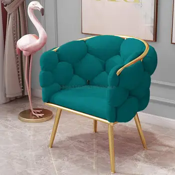 Скандинавский односпальный диван-кресло, Простой современный туалетный столик, Табурет, спальня, Повседневный легкий Роскошный Креативный стул для макияжа INS, Чистый красный