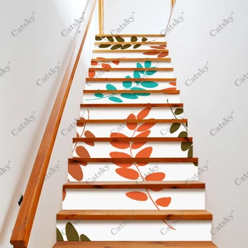 Осенние листья, наклейки на лестничный пол, водонепроницаемые съемные самоклеящиеся наклейки на лестницу 