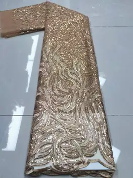 3D блестки, африканская французская сетчатая кружевная ткань, золото 2023 года, высококачественная тюлевая сетчатая кружевная ткань, Нигерийское свадебное платье, кружевные женские
