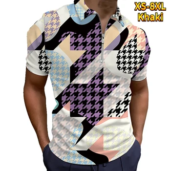 Одежда 2023 года, высококачественная мужская повседневная рубашка поло на молнии с коротким рукавом, уличная футболка, летняя мужская реклама для 3D-печати