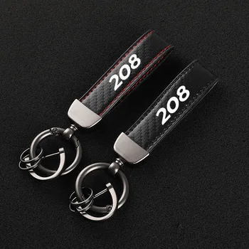 Брелок из углеродного волокна с логотипом, изготовленные на заказ деловые подарки, брелок для ключей, мужской женский ремешок для ключей от автомобиля, аксессуары Peugeot 208