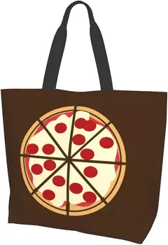 Женская сумка Для Покупок Funny Pizza Большой Емкости Через Плечо, легкий Органайзер Для Пиццы Через Плечо