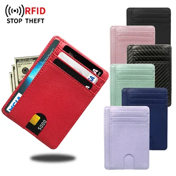 Тонкий Кожаный кошелек с RFID-блокировкой, держатель кредитной ID-карты, кошелек, чехол для денег для мужчин и женщин, модная сумка 2020