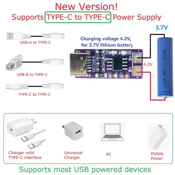 Плата зарядного устройства Type-C PD QC FCP USB от 5 В до 4.2 В литий-ионный аккумулятор Li-Po 1A