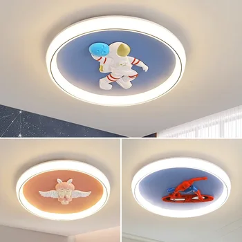 Креативная мультяшная спальня для мальчика, Космонавт, лампа-астронавт, комната для девочек, ресторан, Проход, Защита глаз Ангела, светодиодный детский потолочный светильник