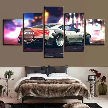 Toyota Sport Car Drift Car Отпечатки на холсте, Настенное искусство, Картина для домашнего декора, 5 панелей, HD Печать фотографий, Плакат, 5 штук