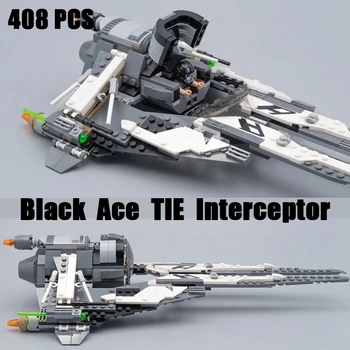MOC NEW IN Black Ace TIE Interceptor Строительные Блоки Space Wars Кирпичи DIY Игрушки Для Детей На День Рождения Рождественские Подарки 75242