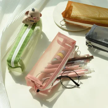 Нейлоновый сетчатый чехол для ручек, Прозрачная канцелярская сумка для карандашей, специальная сумка для студенческих экзаменов, унисекс, школьные принадлежности