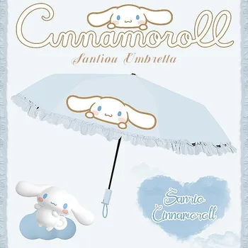 Складной зонт Sanrio Cinnamoroll, солнцезащитный УФ-козырек, черный клейкий зонт от солнца и дождя