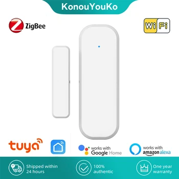 Wi-Fi ZigBee Дверной Оконный датчик Детектор Приложение Tuya Smart Life Домашняя Охранная сигнализация для Alexa Google Assistant