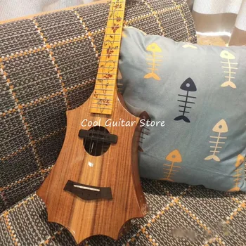 Гавайская гитара из цельного дерева Коа, 26-дюймовый гриф акустической гитары из тигрового клена, детский инструмент, седло из костяной гайки, бесплатная доставка