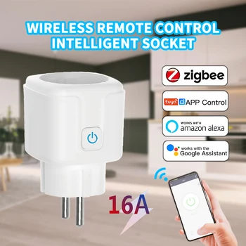Tuya Zigbee EU WiFi 16A Plug Умный Дом Беспроводной Пульт Дистанционного Управления AI Умная Розетка Монитор Питания Розетка Для Google Alexa Smart Life