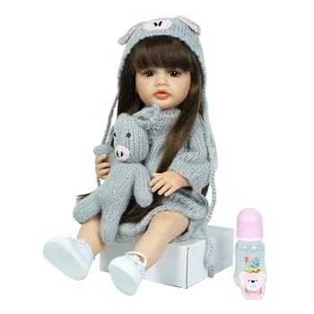 22-Дюймовая полностью Силиконовая виниловая кукла American Baby Reborn Girl Play House Toys Bebe Reborn Bonecas для детей Подарок на День Рождения