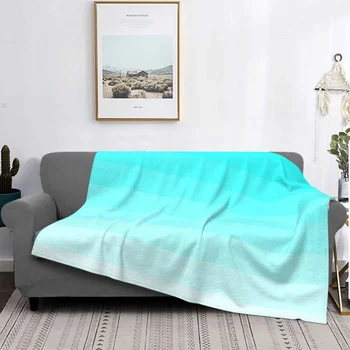 Аквамариновое Белое одеяло с градиентом, Разноцветный флисовый бархат, Летние Милые Легкие Тонкие пледы для кровати, Плюшевое Тонкое одеяло