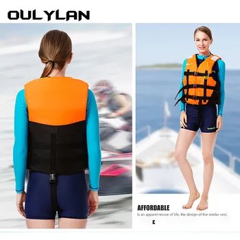 Oulylan Спасательный жилет для дрифтинга в водных видах спорта, спасательный жилет для взрослых со свистком, костюм для плавания на лодке, детский спасательный жилет из полиэстера