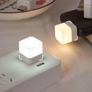 USB Small Night Light LED Защита Глаз Квадратная /круглая Лампа Для Чтения Компьютерная Мобильная Зарядка Мини-Настольная Лампа