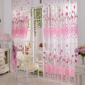 Красочные Розовые Тюльпаны, Прозрачные шторы, Вуаль, Тюль Для кухни, гостиной, спальни, Обработка окон, шторы для домашнего декора