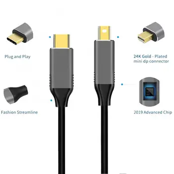 Адаптер Mini 1.8m 4K USB Type-C к Displayport 6Ft для кабельного адаптера Thunderbolt 3 DP