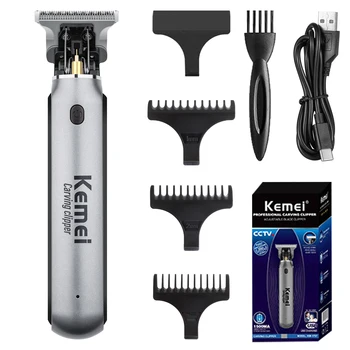 Машинка для стрижки волос Kemei, Триммер для бороды для мужчин, электробритва, Бритва, машинка для стрижки волос, USB-аккумуляторная литиевая батарея, Парикмахерская
