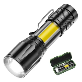 Новый 2000-люменный ручной фонарик с USB-зарядкой, фонарь с регулируемым фокусным расстоянием, мини-светодиодный фонарик с горячей светодиодной подсветкой, встроенный аккумулятор