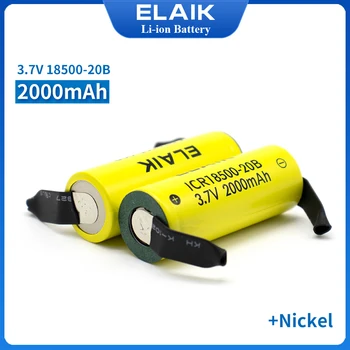 Перезаряжаемая батарея ICR18500-20B 3,7 В, литий-ионный аккумулятор емкостью 2000 мАч + никелевый элемент 