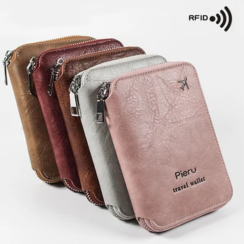 Многофункциональная Rfid-противоугонная щетка, держатель для паспорта, сумка для документов, дорожный кошелек, сумка для хранения на молнии, кожаный чехол, держатель для паспорта