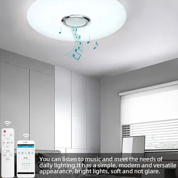 RGB Светодиодный Потолочный Светильник APP Control Bluetooth-совместимый Музыкальный Потолочный Светильник с Регулируемой Яркостью Интеллектуальная Светодиодная Лампа с динамиком 2800K-6500K